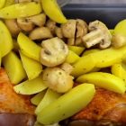 Baked Chicken Thighs with Herbed Potatoes and Mushrooms