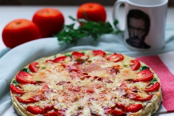 Mushroom and tomato quiche